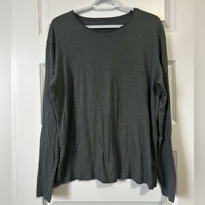 All Saints Organic Cotton Charcoal Gray Long Sleeve Tee
